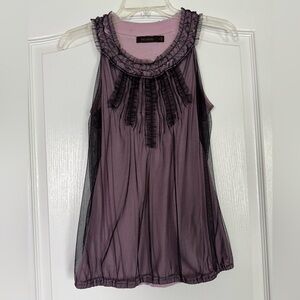 The Limited Mauve Sleeveless Blouse with Black Trim